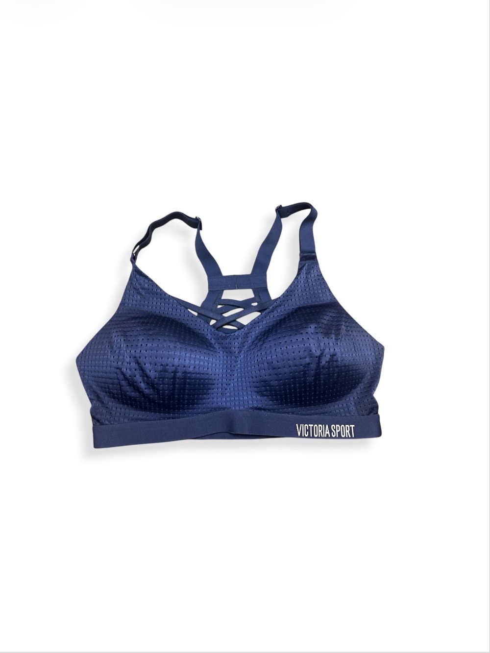 Victoria Secret Navy Blue Racerback Sports Bra 34C Light weight, Wireless